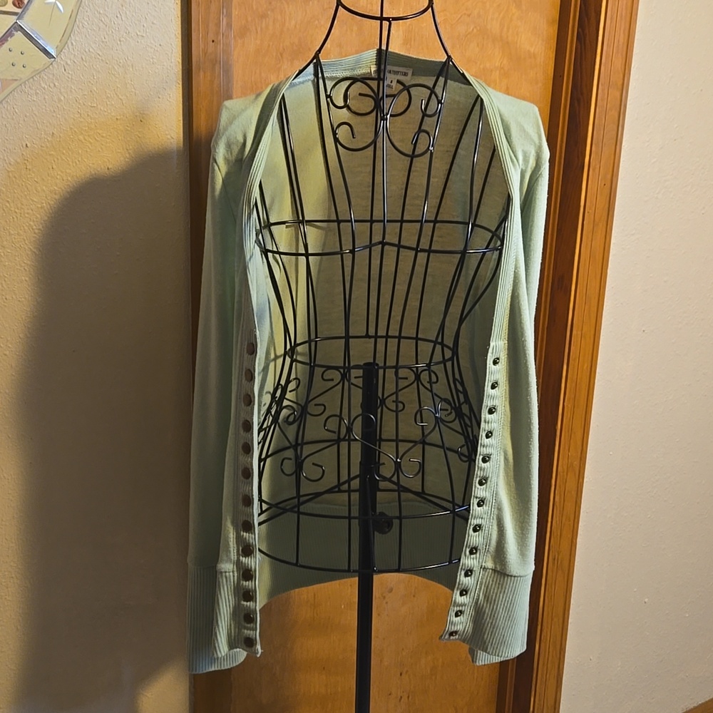 Zenana Outfitters Mint Green V-Neck Button Front Cardigan - Picture 6 of 8